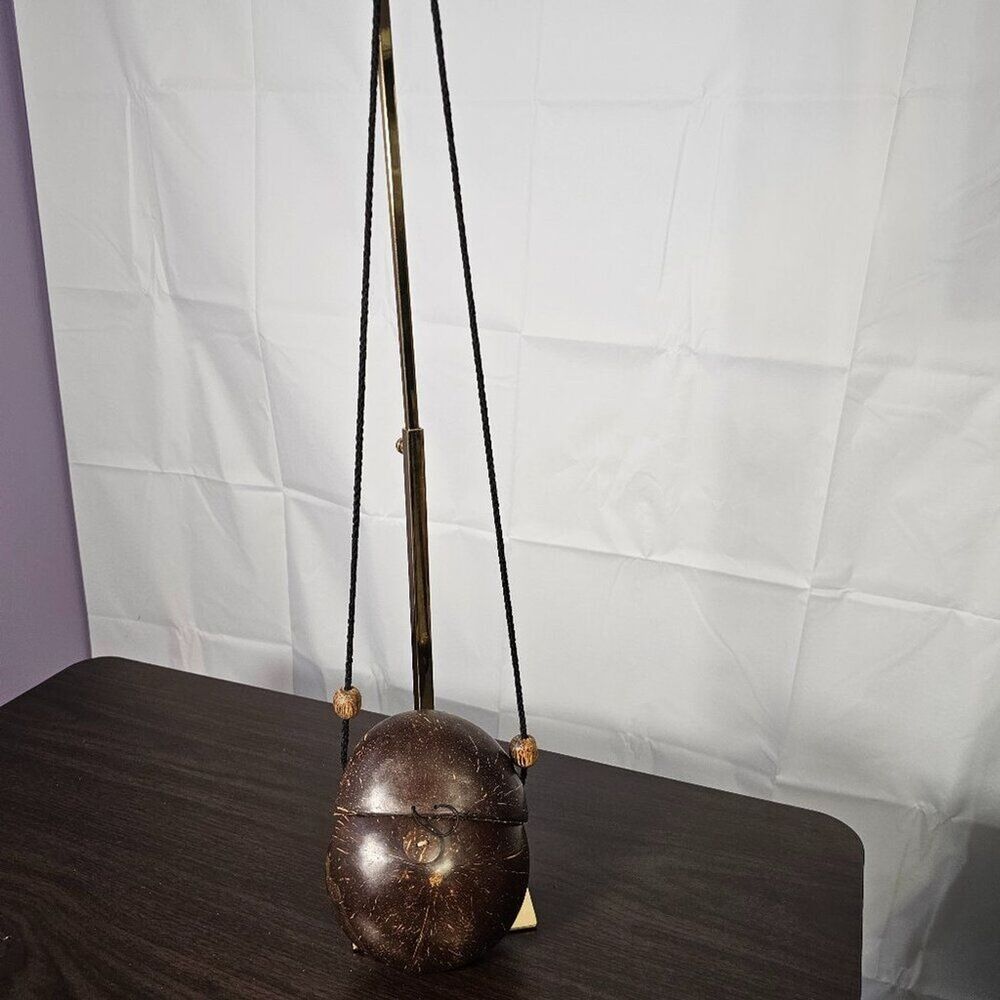 Handmade Coconut Shell Purse Boho Tropical Beach Festival Crossbody Bag Unique - Picture 5 of 10